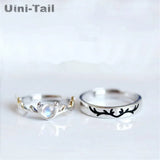 Moonstone Deer Couple Open Ring Sweet ED838