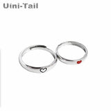 Uini-Tail 925 Tibetan Silver Red Heart Opening Couple Ring