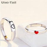 Uini-Tail 925 Tibetan Silver Red Heart Opening Couple Ring