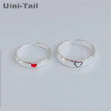 Uini-Tail 925 Tibetan Silver Red Heart Opening Couple Ring