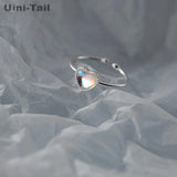 Uini-Tail 925 Tibetan Silver Heart Open Ring Sweet Delicate Jewelry
