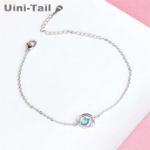 Uini-Tail hot 925 Tibetan silver glass fantasy universe planet bracelet