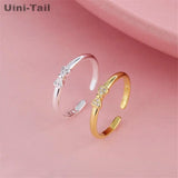 925 Tibetan Silver Bow Micro-Inlaid Open Ring