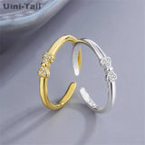 925 Tibetan Silver Bow Micro-Inlaid Open Ring