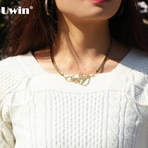 Personalized Stainless Steel Name Pendant with Chain Necklace