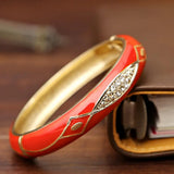 Ujoy Chinese Cloisonne Enamel Bangle Rhinestones High Jewelry Gift