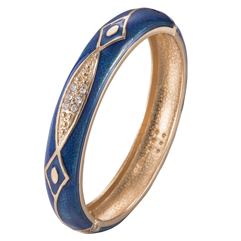 Ujoy Chinese Cloisonne Enamel Bangle Rhinestones High Jewelry Gift