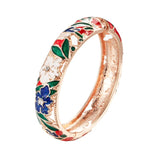 Ujoy Flower Bangles Cloisonne Bracelet Sets Jewelry Stylish Vintage Cuff Bangle