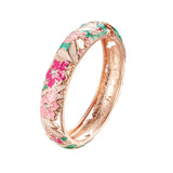 Ujoy Flower Bangles Cloisonne Bracelet Sets Jewelry Stylish Vintage Cuff Bangle