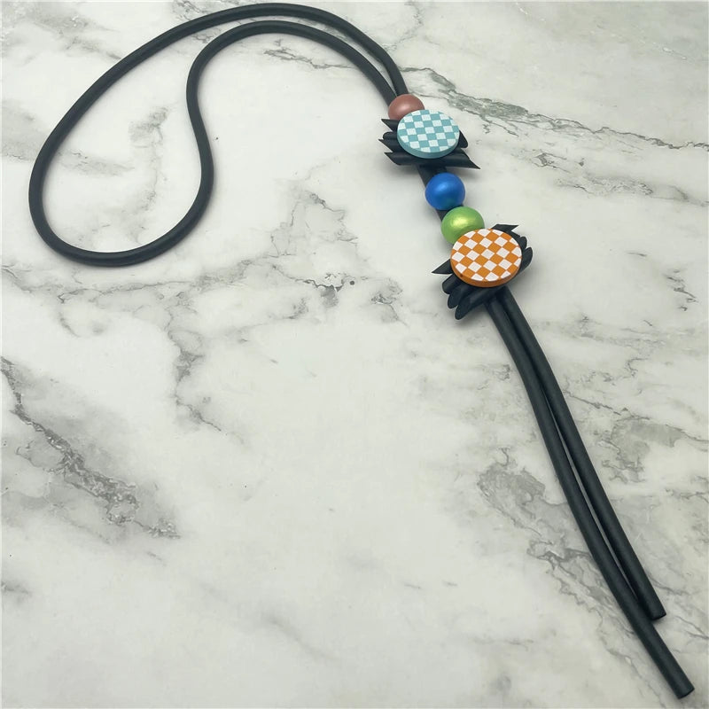 Ukebay Long Ethnic Necklace Gothic Rubber Wooden Bead Tassel Vintage Jewelry
