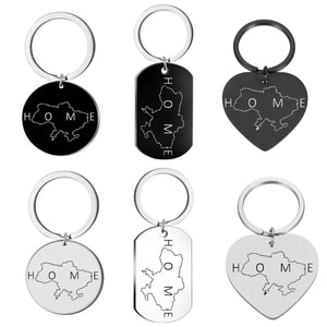 Ukraine Border Line Map Pendant Keychain Jewelry