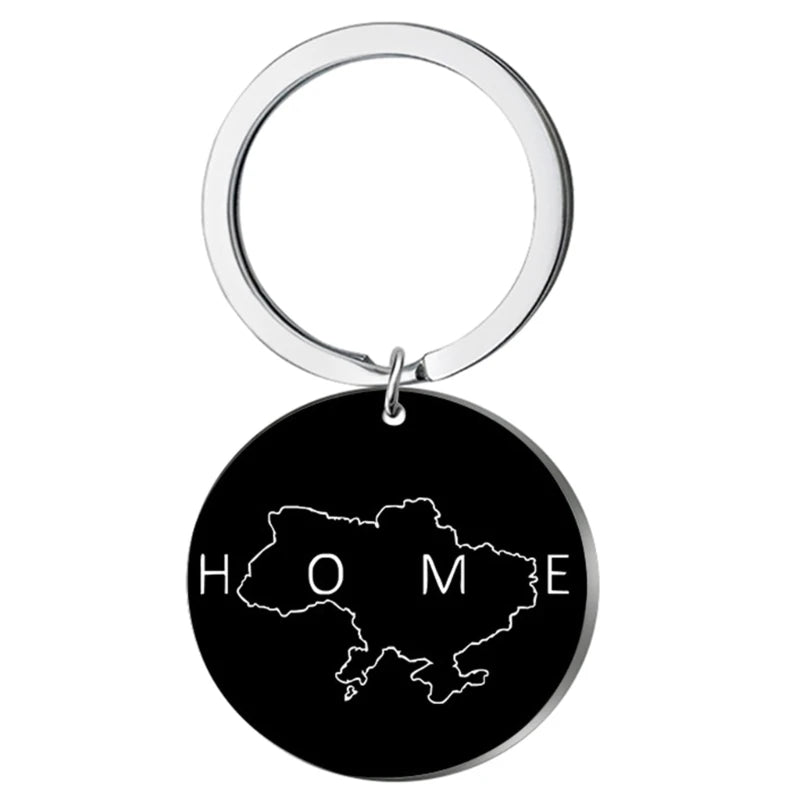 Ukraine Border Line Map Pendant Keychain Jewelry