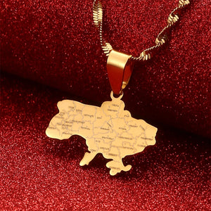 Ukraine Map City Pendant Chain Ukrainian Jewelry