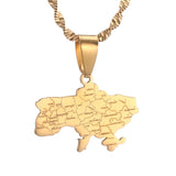 Ukraine Map City Pendant Chain Ukrainian Jewelry