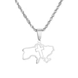 Ukraine Map Cross Pendant Stainless Steel Ukrainian Jewelry