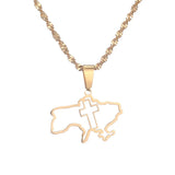 Ukraine Map Cross Pendant Stainless Steel Ukrainian Jewelry
