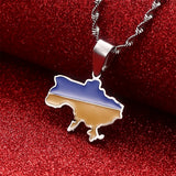 Ukraine Map Flag Pendant Necklace Ukrainian Jewelry