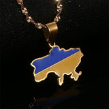 Ukraine Map Flag Pendant Necklace Ukrainian Jewelry