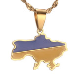 Ukraine Map Flag Pendant Necklace Ukrainian Jewelry