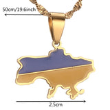 Ukraine Map Flag Pendant Necklace Ukrainian Jewelry