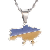 Ukraine Map Flag Pendant Necklace Ukrainian Jewelry