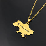 Ukraine Map Pendant Necklace Stainless Steel Ukrainian Jewelry YP8919