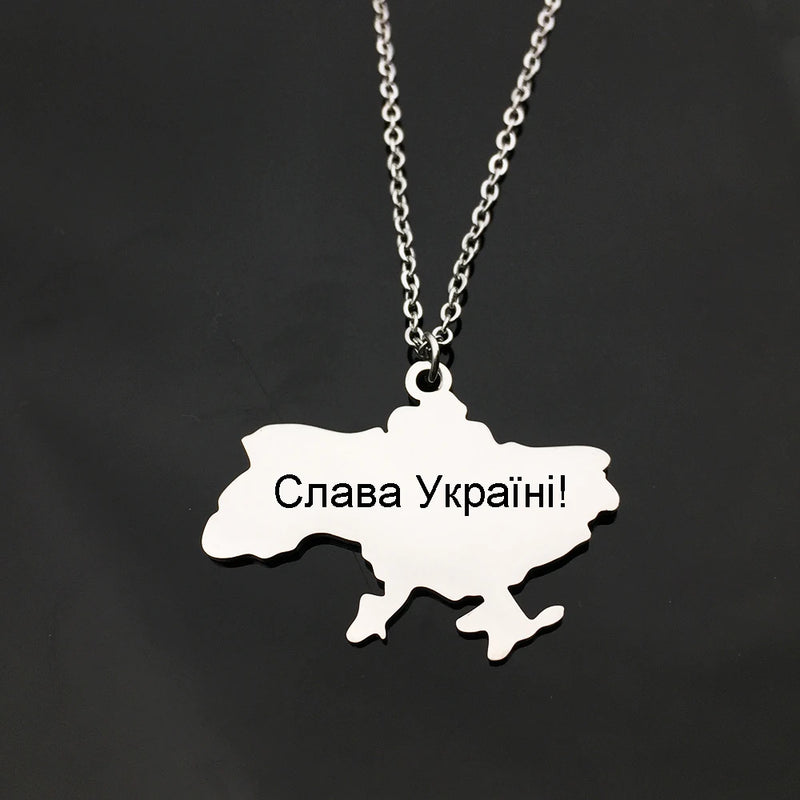 Ukraine Map Pendant Necklace Stainless Steel Ukrainian Jewelry YP8919