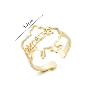 Ukraine Map Ring Stainless Steel Heart Flag Ukrainian Jewelry