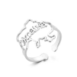 Ukraine Map Ring Stainless Steel Heart Flag Ukrainian Jewelry