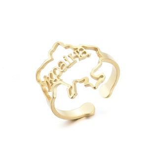 Ukraine Map Ring Stainless Steel Heart Flag Ukrainian Jewelry