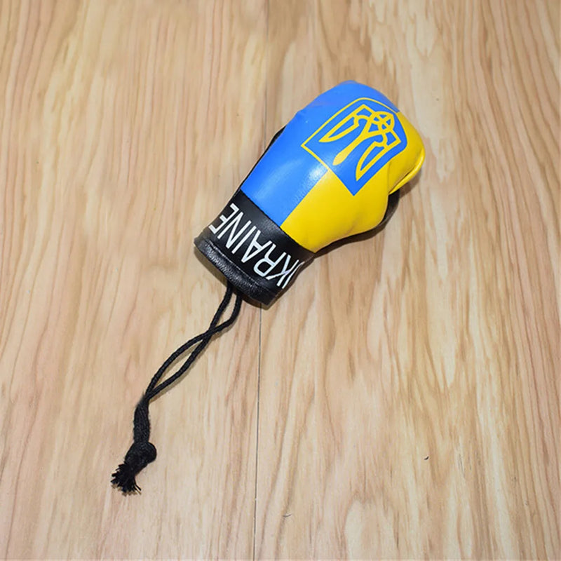 Ukraine Flag Boxing Gloves Keychains PVC Hanging Mirror Pendant