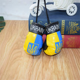 Ukraine Flag Boxing Gloves Keychains PVC Hanging Mirror Pendant