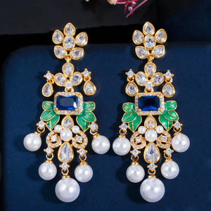 925 Silver Stud Earrings with Pearls, Tassel Earrings, Jewelry