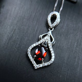 Red Garnet Stone Pendant Necklace 925 Sterling Silver Gemstone Pendant