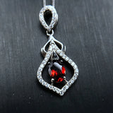 Red Garnet Stone Pendant Necklace 925 Sterling Silver Gemstone Pendant