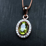 Green Peridot Wedding Pendant Necklace 925 Sterling Silver FN288