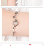 Thai Silver Plum Blossom Bracelet, Moonlight Stone Flower Bracelet