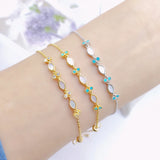 Ultra Thin Chain Bracelet Copper Zircon Women's Adjustable Link Stacked Layered