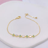 Ultra Thin Chain Bracelet Copper Zircon Women's Adjustable Link Stacked Layered
