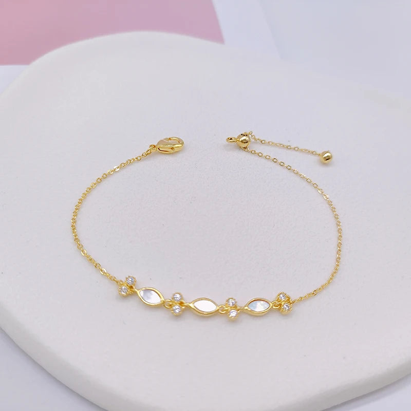 Ultra Thin Chain Bracelet Copper Zircon Women's Adjustable Link Stacked Layered