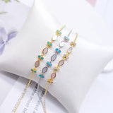 Ultra Thin Chain Bracelet Copper Zircon Women's Adjustable Link Stacked Layered