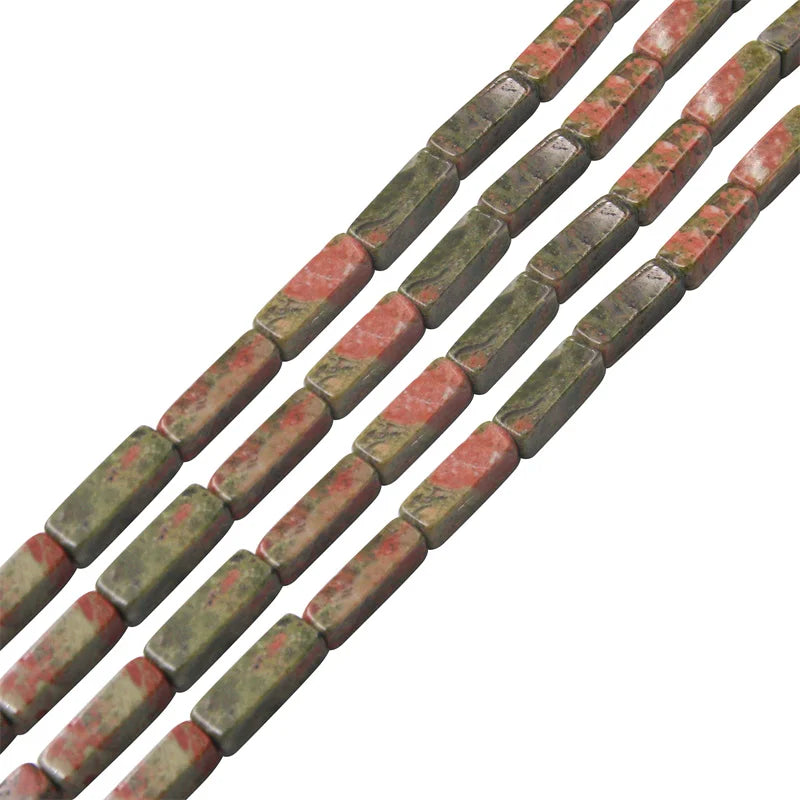 Unakite Semi-Precious Stone Bar Beads 5x13mm for DIY Jewelry Making