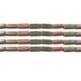 Unakite Semi-Precious Stone Bar Beads 5x13mm for DIY Jewelry Making