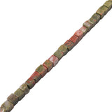 Unakite Natural Stone Beads 4mm Cube Shape DIY Jewelry Making