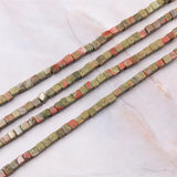 Unakite Natural Stone Beads 4mm Cube Shape DIY Jewelry Making