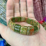 Unakite Stone Beads Bracelet Natural Gemstone Jewelry Bangle For Woman