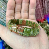 Unakite Stone Beads Bracelet Natural Gemstone Jewelry Bangle For Woman
