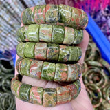 Unakite Stone Beads Bracelet Natural Gemstone Jewelry Bangle For Woman