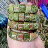 Unakite Stone Beads Bracelet Natural Gemstone Jewelry Bangle For Woman
