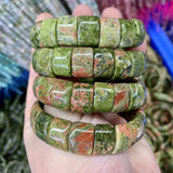 Unakite Stone Beads Bracelet Natural Gemstone Jewelry Bangle For Woman